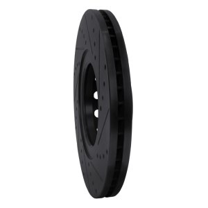 Audi A8 Brake Rotor (1) - Front Left - R1 Concepts - Drilled & Slotted - Black - `00-`03